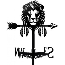 (332x262mm) Lion Weather Vane, Black Metal Animal Wind Direction Indicator, Garden Coop Shed TNKBREEZE