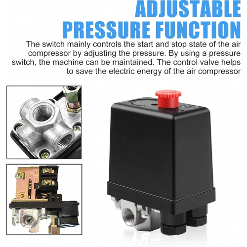 220V Air Compressor Pressure Switch, 4-Port Pressure Control Valve Regulator for Quick Pressure Relief 2