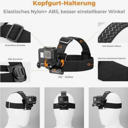 Action Camera Accessory Kit with Chest Mount, Backpack Strap, Shoulder Harness, Rotating Head Strap and Wrist Strap 2