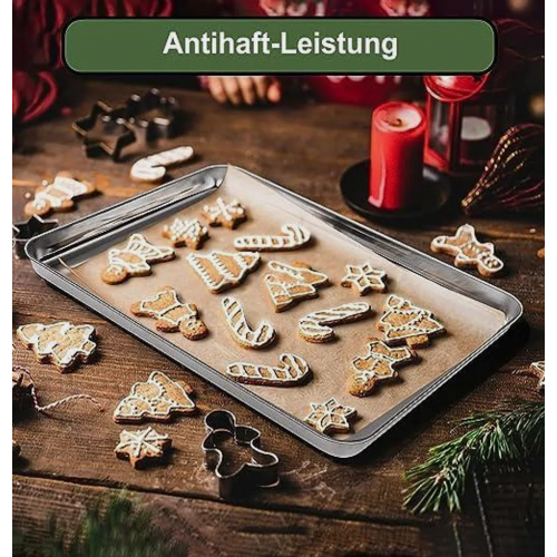 2 Pack Stainless Steel Baking Trays, Rectangular Oven Pans for Baking, Roasting and Serving, 40.5 x 30.4 cm 2