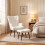 (White) Modern Armchair w/ Footstool, Comfy Fleece 7