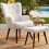 (White) Modern Armchair w/ Footstool, Comfy Fleece 8