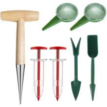 7-Piece Bulb Planting Tool Set, T-Handle Garden Dibber with Dial Seed Dispenser, Riisoyu