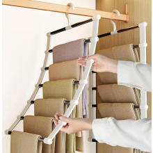 2 Pack Space Saving Trouser Hangers, Foldable Non Slip Multi Hangers for Trousers, Jeans, Towels and Scarves
