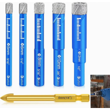 Diamond Drill Bit Set 5-12 mm, 5 Piece Tile and Glass Bits for Ceramic, Granite, Porcelain and Stone