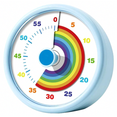 Visual Timer for Kids, 60 Minute Countdown Timer for Classroom Office Kitchen, Quiet Blue Rainbow Desk Timer