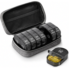 7 Day Pill Organiser Morning and Evening, 2 Compartments with Portable Fabric Zipped Travel Pouch