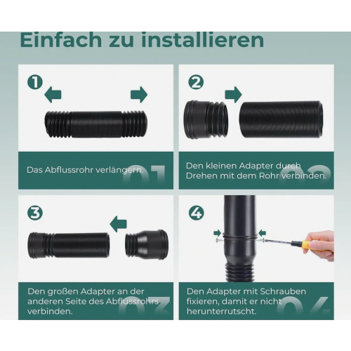 Flexible Downpipe Extension for 80 and 100 mm Rainwater Drain Pipe, Gutter Fall Pipe Connector, 1 Piece 2