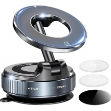Vacuum Magnetic Car Phone Holder, Upgraded Dashboard Mount for All Phones, 360 Degree Rotation, Black