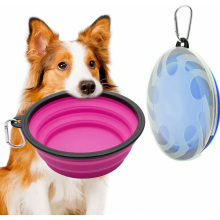 2 Pack Large Collapsible Dog Bowls, 1000 ml Portable Travel Pet Food and Water Bowls with Lid, Blue and Purple
