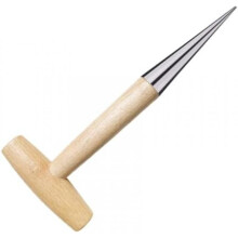 T-Shaped Garden Planting Tool, Chrome-Plated Soil Drill with Wooden Handle for Seedlings