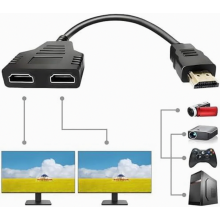 HDMI Splitter Adapter Cable, 1080P 1 In 2 Out Male to Dual Female HDMI for HDTV, Monitors, Projectors