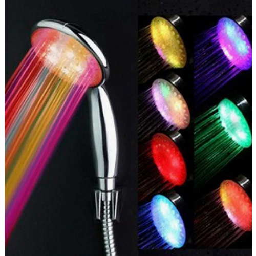 LED Shower Head with Temperature Colour Change, 7 Colour ABS Handheld Shower Head, Water Saving