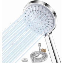 Water Saving Shower Head with 5 Spray Modes, 2 m Stainless Steel Hose and 9.5 L/min Flow Restrictor