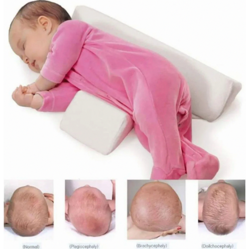 Baby Side Sleeper Positioning Pillow, Anti Rollover Triangle Support Cushion, Soft White Bedding