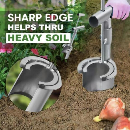 Stainless Steel Bulb Planter Tool, Manual Hole Digger with Handle for Flower Bulbs, Yard 2