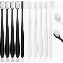 Confezione da 10 spazzolini da denti nano con 20.000 micro setole extra morbide per gengive sensibili, adulti e bambini, bianco e nero.