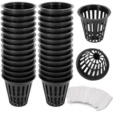 30 Pack Hydroponic Net Pots, 100 Plant Labels, Garden Baskets for Bulbs and Balcony Plants