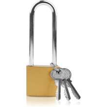 38mm Outdoor Long Shackle Padlock with Keys, Heavy Duty Key Padlock for Warehouse Garage Garden and Shed Security, Weather Resistant Steel