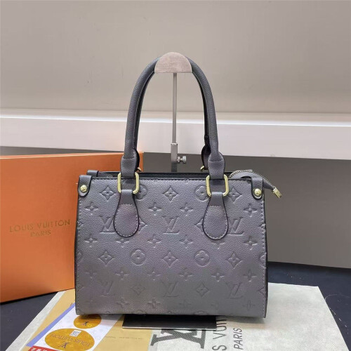 (Light gray) Ladies fully embossed shaped hand tote bag