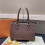 (Brown) Ladies fully embossed shaped hand tote bag 1