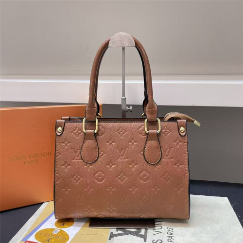 (Caramel brown) Ladies fully embossed shaped hand tote bag