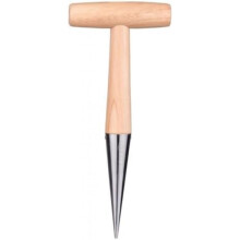 Garden Dibber Stainless Steel Wood Handle, Portable Bulb Seed Sowing Tool, Khaki, 1 Pack