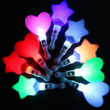 (White star) Heart Glow Sticks Concert Bar Star Light Up Wand Stage Cheer Handheld Flash Stick Party Favor Multi-Color 24 Pack
