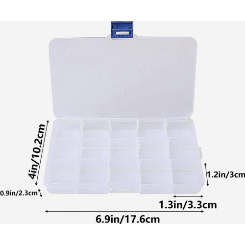 Confezione da 2 scatole organizer regolabili per gioielli con 15 scomparti e coperchi per viti, perline e orecchini 1