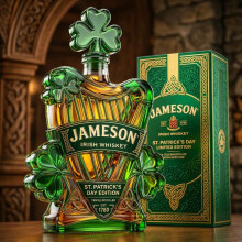 (Green harp) St. Patrick's Day Limited Edition Celtic Harp Irish Whiskey Bottle 750ml Collector Gift Set