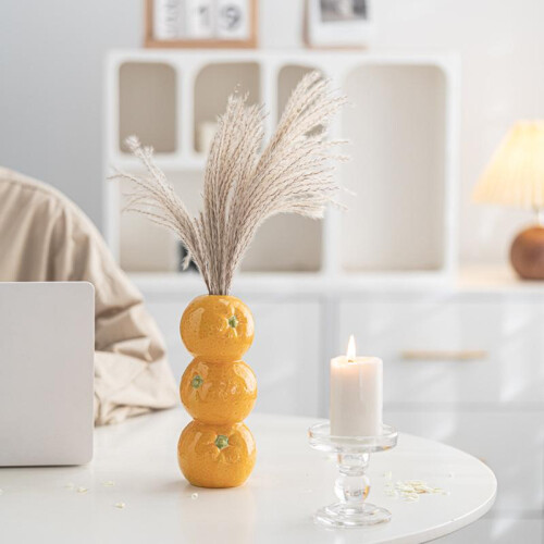 (V395-orange) Nordic Style Minimalist Fruit Flower Insert Home Desktop Decoration Creative Multi-functional Ornament White 2