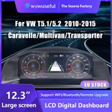 Wowuseful 12,3 tuuman digitaalinen kojelautapaneeli VW T5.1 T5.2 Caravelle Multivan Transporter 2010-2015
