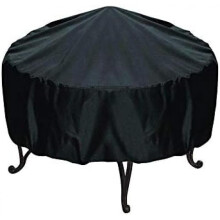 SGerste Abdeckung für Feuerstelle, rund, 77 x 58 cm, wasserdicht, UV-Schutz, Regen, Schnee, Outdoor, Grill, Schwarz