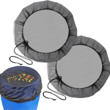 ZIOYANE Regentonnennetz-Abdeckung, 80 cm, 2 Stück, verstellbarer Kordelzug, Schutzhülle für Regenwasserfässer, hält Blätter und Schmutz fern