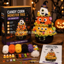 (Corn Candy) Halloween Tree DIY Crochet Kit for Beginners Complete Set with Yarn Hooks Stuffing Tutorial - Halloween Party Home Decor