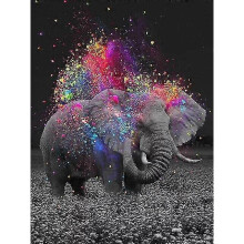 30x40cm adult children 5D DIY diamond art painting set - colourful elephant, full diamond embroidery crafts, canvas crystal rhinestone painting se