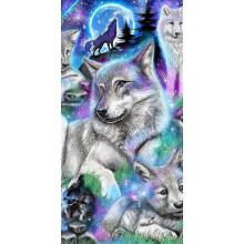 30x40cm Enfants Adultes 5D DIY Diamant Art Peinture Ensemble - Wolf Pack Sous la Lune, Plein Diamant Broderie Artisanat, Toile Cristal Strass Pein
