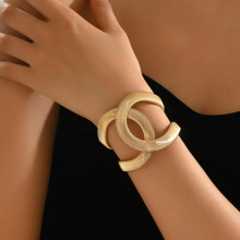 (gold) Women's Bracelet Minimalist Exaggerated Style Spring Fold Wrap Design Personalized Niche Bangle Jewelry