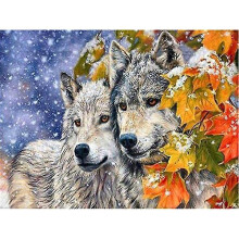 30x40 cm 5D Peinture Diamant DIY Complet,Peinture au diamant de la meute de loups DIY Diamond Strass Toile Point de Croix Painting par Numro pour