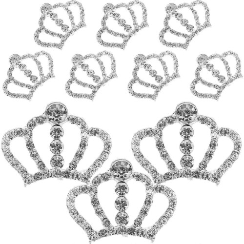 10pcs Crown Shape Rhinestone Embellishments for Crafts Cellphone Decoration (Silver)