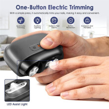 Electric Nail Clipper Electric Nail Trimmer with Light and Nail Scraps Storage, Electric Toenail Clippers with Polishing