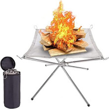 WANGCL 16.3" Portable Outdoor Fire Pit, Foldable Mesh Fireplace for Camping, Backyard, Patio, Garden, Includes Carry Bag