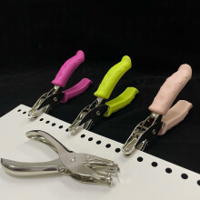 (Green holster: 6mm aperture) Single Hole Punch 3mm/6mm Handheld Leather Handle Puncher DIY Craft Hole Punch Plier Ticket Checker