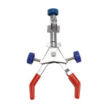 Pinza de Laboratorio de 3 Puntas con Cabezal Giratorio de 360 Grados y Revestimiento de Goma, Estilo de Dedo.