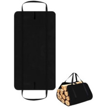 (Schwarz) Firewood Carrier Bag with Handles, Wood Log Tote Holder for Fireplace, Fire Pit, Cabin, Camping, Indoor & Outdoor Use