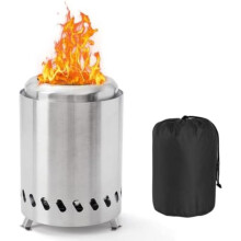 Smokeless Fire Pit Mini 14x14x20cm Stainless Steel Portable Tabletop Fireplace with Spark Screen & Storage Bag for Outdoor Garden Balcony Camping