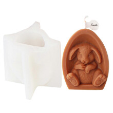 3D Rabbit Candle Mold Easter Bunnys Silicone Mold Eggshell Rabbits Shape Decorating MouldEaster Holiday Decoration Molds