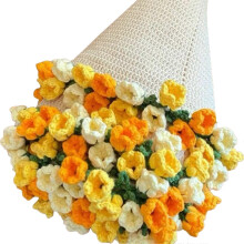 (Yellow & White) Crochet Rose Bouquet Blanket Kit with DIY Design for Home Decor and Gift