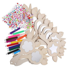 Unicorn Wooden Hand Mirror Set for Decor 1Set Cute Craft Accessory