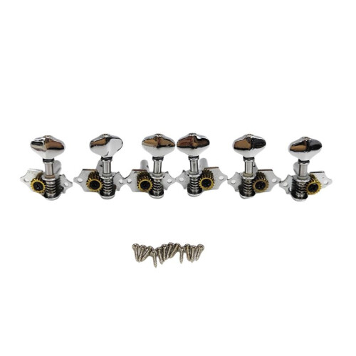 Vintage Open Gear String Tuners Tuning Pegs Nyckel för Akustisk Klassisk Gitarrtillbehör Silver